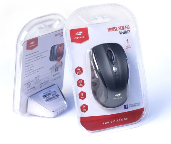 Mouse Sem Fio C3tech M-W012 II, USB RC Nano, Preto