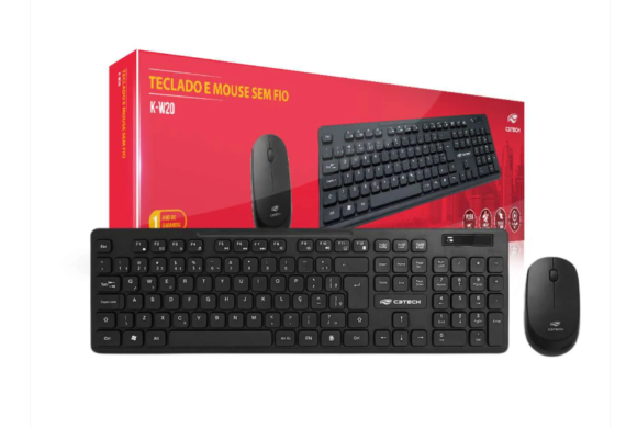 KIT TECLADO E MOUSE SEM FIO K-W20BK